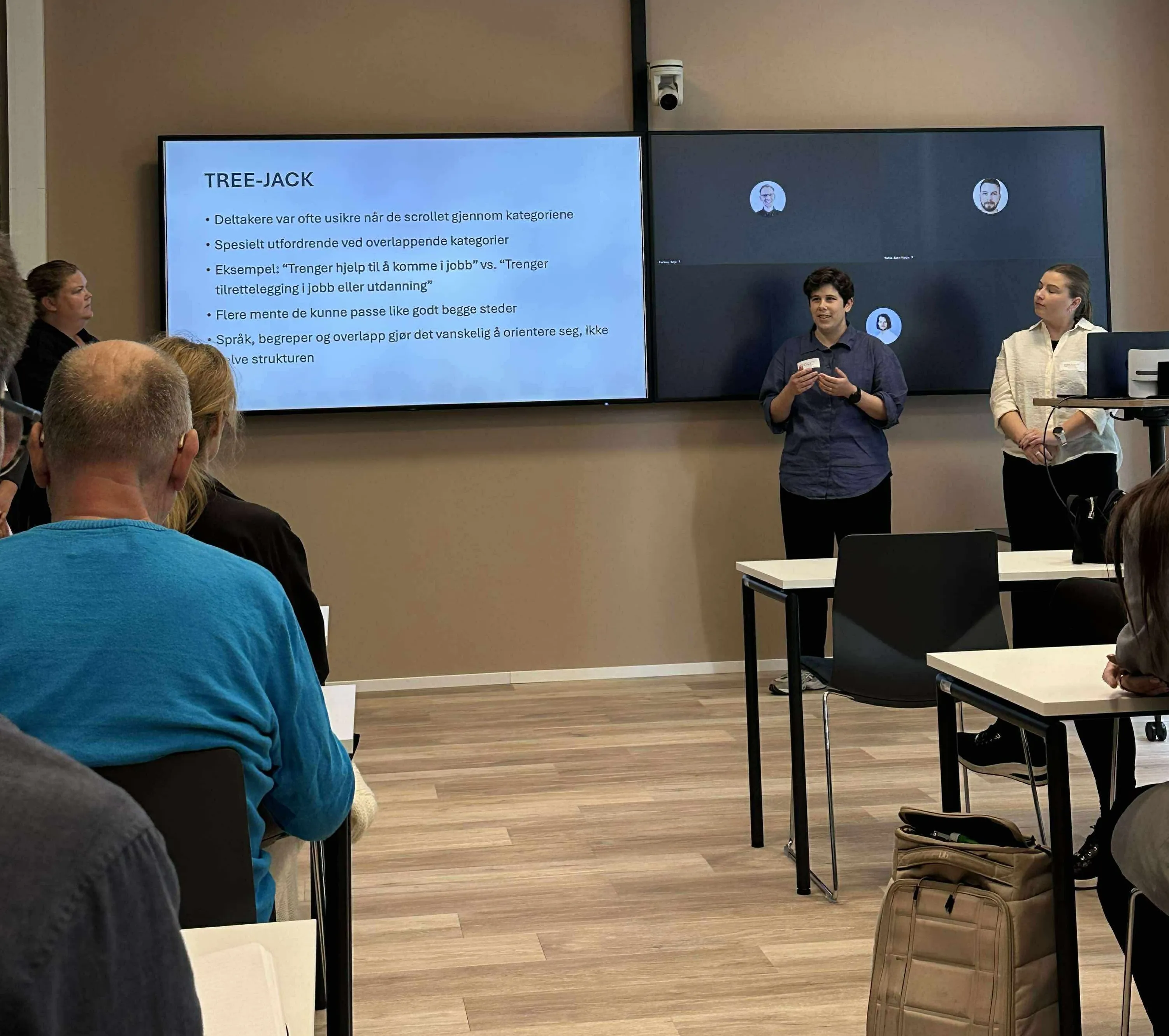 Ida Holmen Skjervold presenterer prosjektet sammen med arbeidsgruppen hos NAV