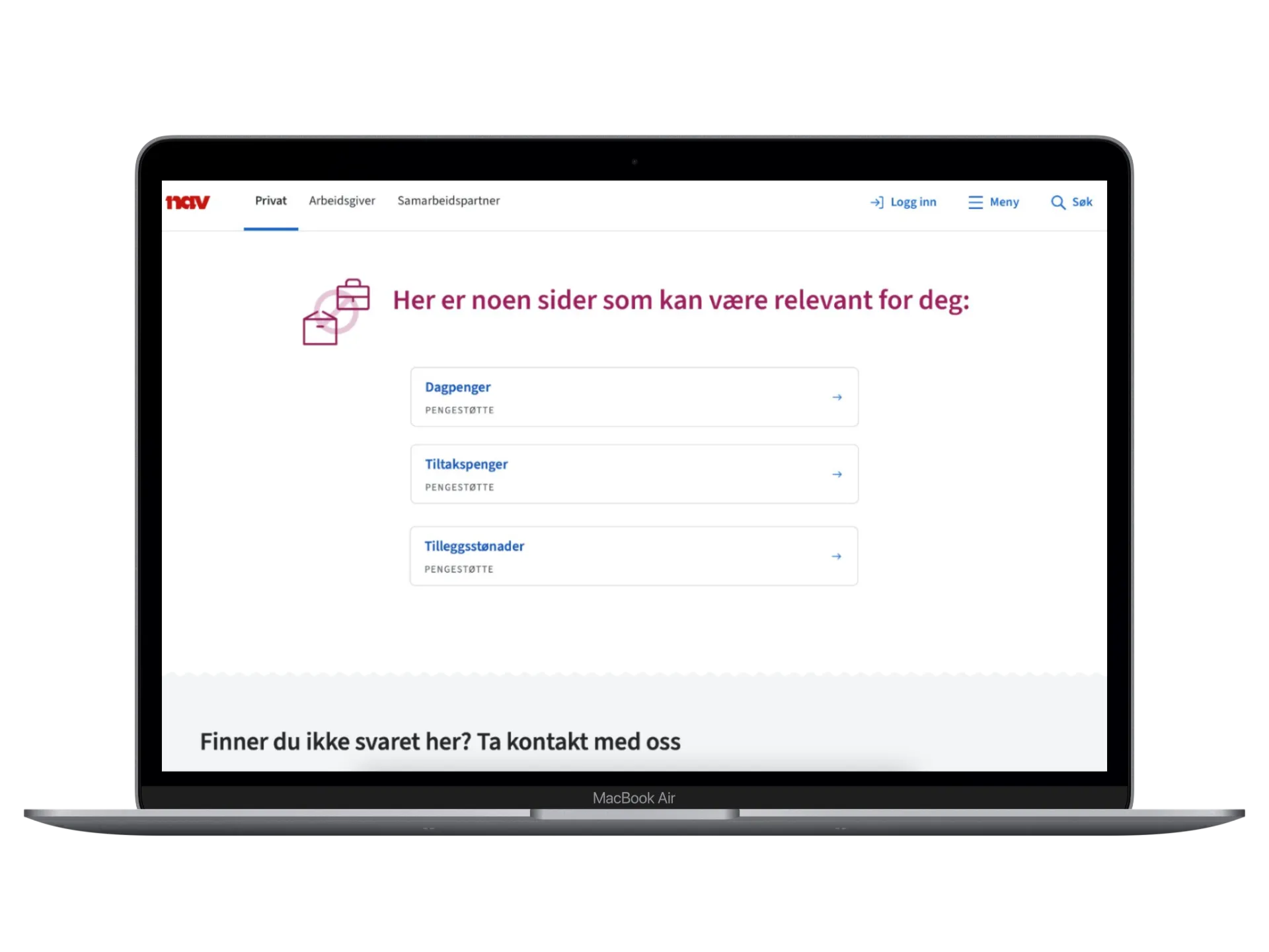 Laptop med veiviserprototype som viser personlige forslag til tiltak og tjenester